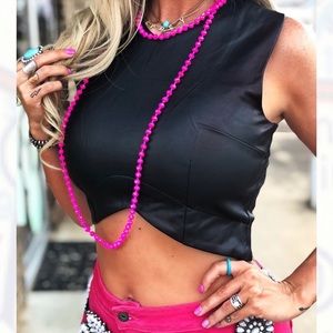 Black vegan leather Crop Top